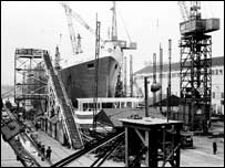 Ship building in the 1960s. Image John Bage