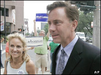 Ned Lamont e sua mulher durante a campanha