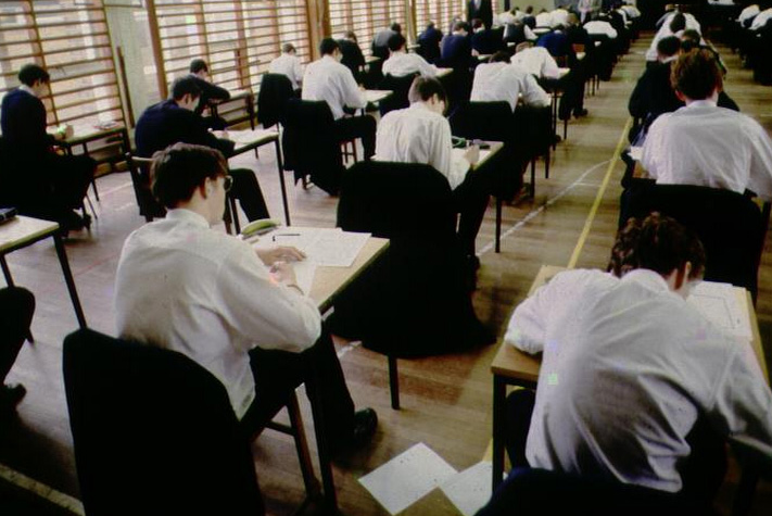 Boys taking exams