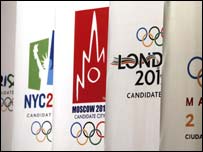 ओलंपिक-2012 के दावेदार शहरों के झंडे