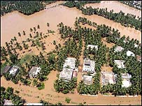 आंध्र प्रदेश में बाढ़ का एक दृश्य