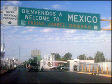 Cartel de bienvenida a Ciudad Juárez
