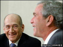 जॉर्ज बुश और एहुद ओल्मर्ट