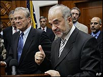 Donald Rumsfeld e Ibrahim Jaafari
