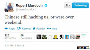 新闻集团总裁默多克的推特