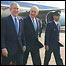 Presidente de Israel, Shimon Peres, Goerge W.Bush e premiê de Israel, Ehud Olmert, em Tel Aviv, 09/01/08.