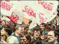 Dayanışma sendikasının bir mitingi