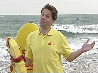 Chris Packham dressed as a lifeguard