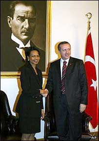 Condoleezza Rice ve Recep Tayyip Erdoğan