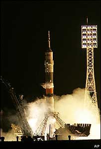 A sonda Soyuz sendo lançada