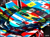 Manifestantes em Mar del Plata