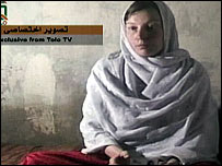 Imagem de TV mostra alemã seqüestrada no sábado em Cabul