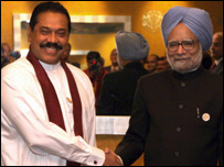 President Mahinda Rajapakse meeting with PM Dr.Manmohan Singh in Bhutan
