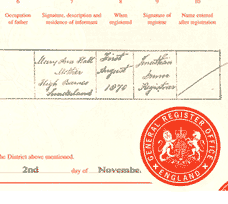 Image of Frederick Hall's birth certificate