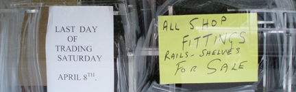 Closing down notice in window