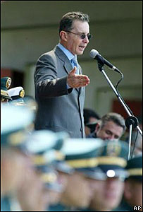 O presidente colombiano, Álvaro Uribe