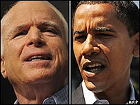 John McCain (esq.) e Barack Obama