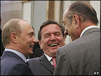 Putin, Schroeder e Chirac se divertiram em Kaliningrado