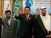 ملک عبدالله، هوگو چاوز و محمود احمدی نژاد در عربستان سعودی