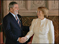 Luiz Inácio Lula da Silva e Michelle Bachelet (Foto: Ricardo Stuckert/Agência Brasil)