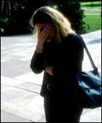 Woman crying in New York 