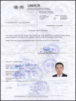 Giấy chứng nhận xét đơn tị nạn của UNHCR