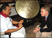 President Rajapaksa with BBC's Roland Buerk