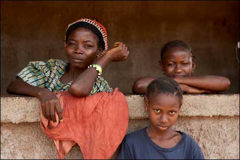 Woman and two children