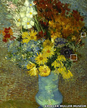 "زهور في مزهرية زرقاء"