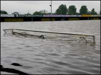 Flooding at Gloucester City AFC's Meadow Park home