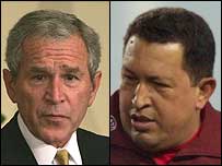 George W. Bush e Hugo Chávez