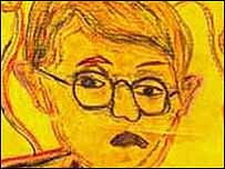 Detail from self-portrait by David Hockney