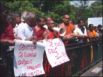 JHU monks protested against tsunami joint mechanism