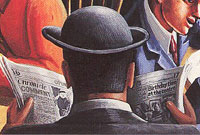 Daniel Owen - than o ddarlun PJ Crook yn yr Wyddgrug