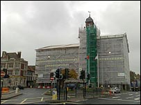 Great Yarmouth Town Hall under scaffolding