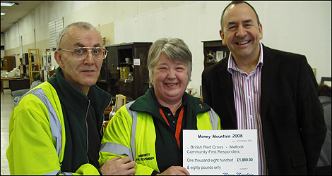 Simon Cornes with members of Matlock Red Cross