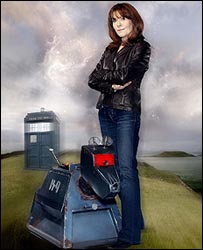 K-9 and Sarah Jane Smith with the TARDIS