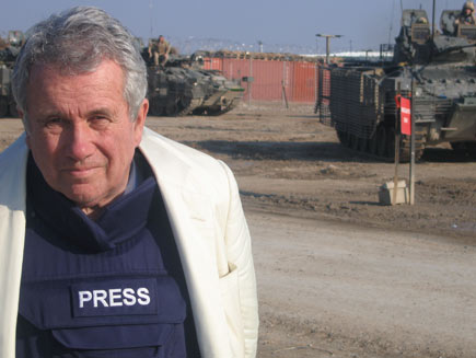 Martin Bell in the foreground, wearing a bullet proof vest