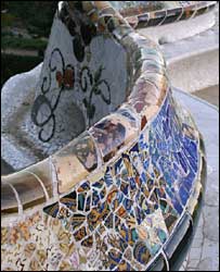 Detalhe de obra no Parque Güell, em Barcelona