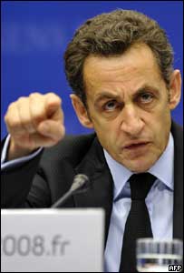 O presidente da União Européia, Nicolas Sarkozy