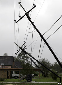 Đường dây điện bị đổ tại Louisiana