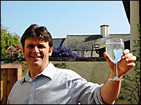 Richard Crosby and a glass of well water
