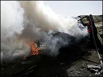 خودرو منهدم شده در اثر حمله هوایی اسرائیل در غزه