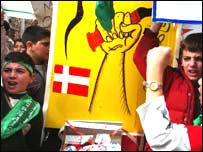 Karikatürlerin protesto edildiği gösteriler