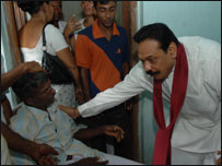 President Mahinda Rajapaksa visiting the funerals (photo Sudath Silva)