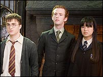 L to R: Dan Radcliffe, Chris Rankin and Kate Leung
