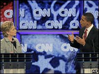 Debate entre Hillary Clinton e Barack Obama em 15 de novembro, em Las Vegas