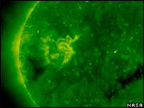 Imagens do sol feitas pela nave Stereo, da Nasa