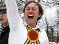 Morris dancer shouting