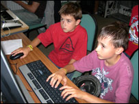 Two boys on the computer